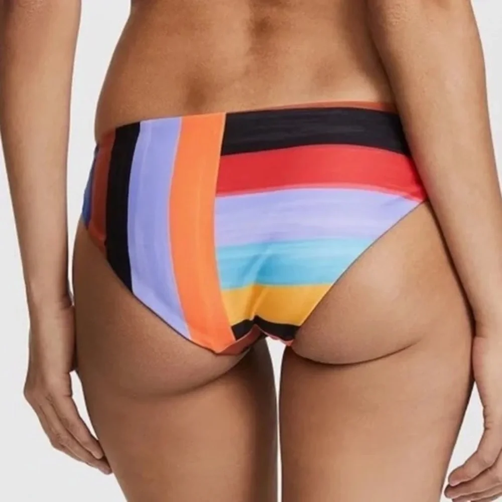 NEW Mara Hoffman Zoa Black Multi Standard Bikini‎ Bottom Vacation Beach Size L